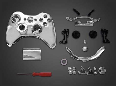 Chrome Silver Controller Shell Case Housing With Buttons For Xbox