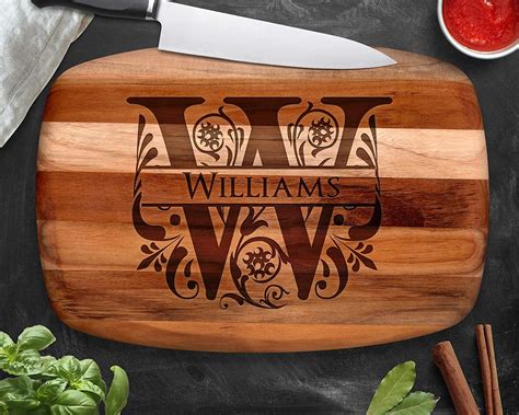 Personalized Cutting Board Teak Wood Engraved Cutting