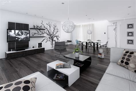 14 Black And White Living Dining Room Interior Design Ideas