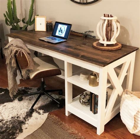 Farmhouse X Office Desk Rustic Home Offices Wood Office Desk Home