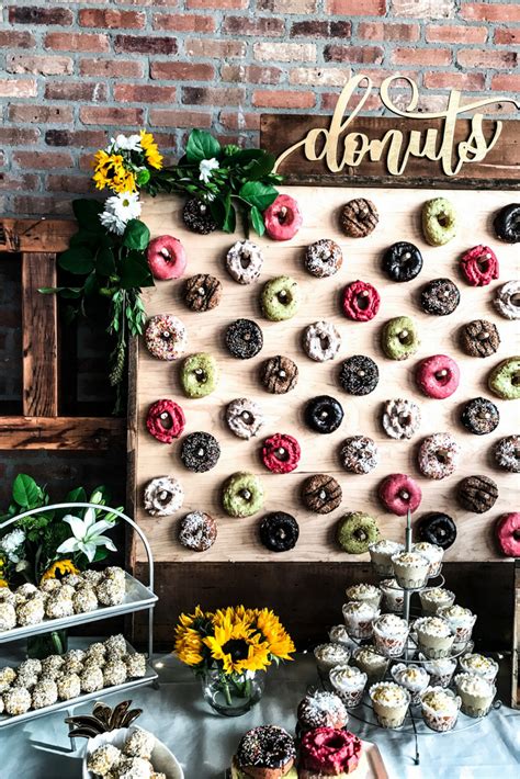diy donut wall dessert table for a wedding or shower — first thyme mom donut wall dessert