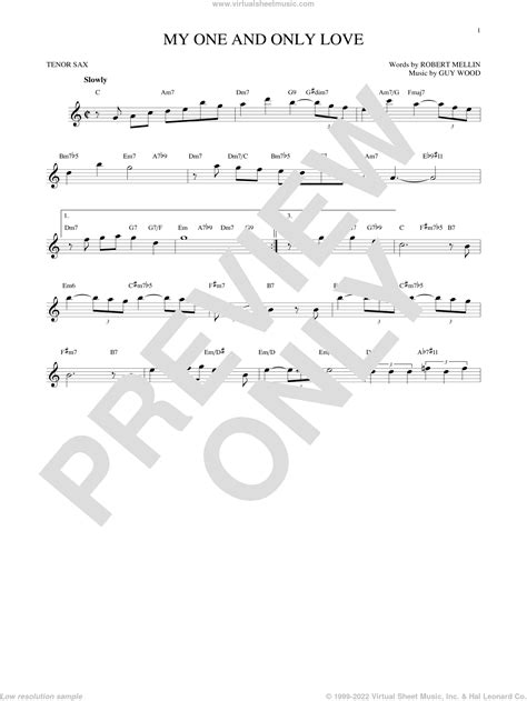 Wood My One And Only Love Sheet Music For Tenor Saxophone Solo