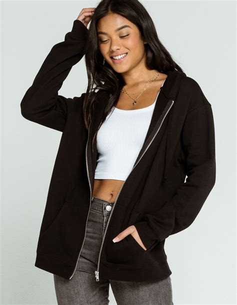 The perfect uniform on (and off). FULL TILT Womens Black Oversized Zip Hoodie - BLACK ...
