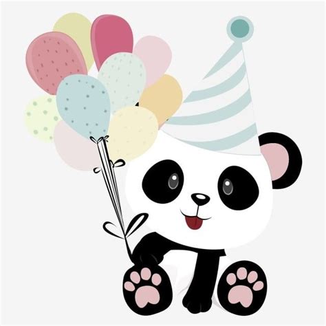 Cute And Pandas With Balloons For Birthdays Cute Lovely Panda Png