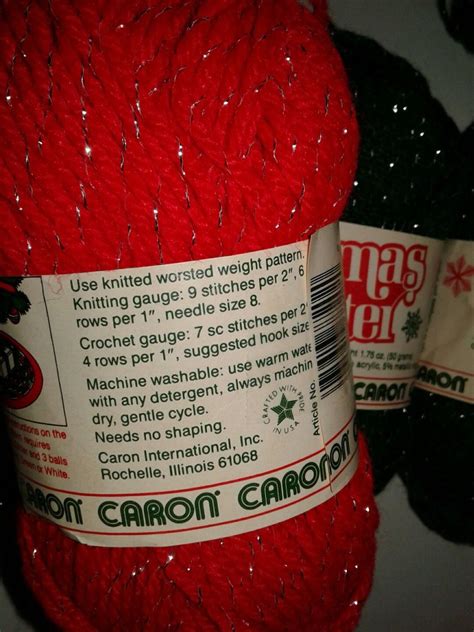 6 Skeins Of Caron Christmas Glitter Festive Yarn 4 Green 2 Red