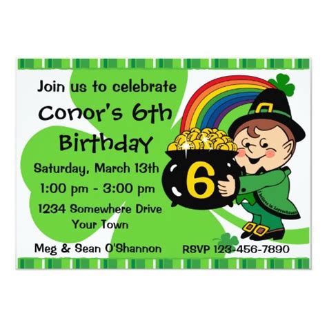 Believe In Leprechauns Birthday Party Invitation Zazzle