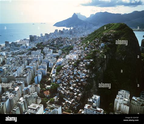 Brazil Rio De Janeiro Aerial View Of Copacabana With Morro Da