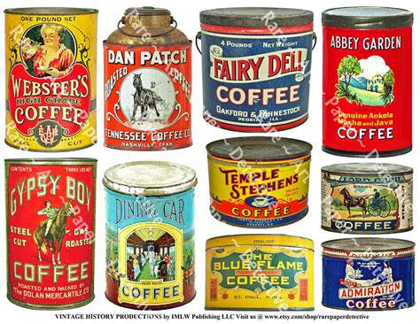 Coffee Can Art Coffee House Images Vintage Java Tin Old Etsy In 2021