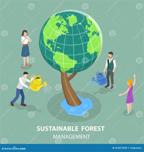 3d Isometric Flat Vector Conceptual Illustration Of Sustainable Forest