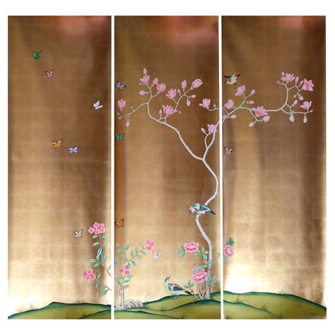 Hand Painted Chinoiserie Wallpaper Panels At 1stdibs