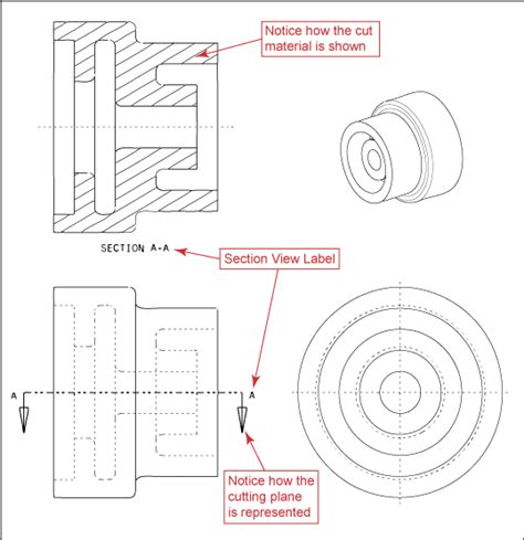 Engineering Drawing Half Section View Goimages Zone
