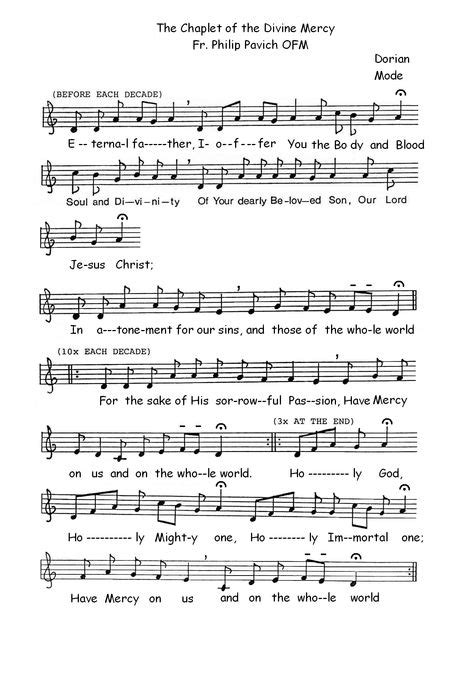 Sheet Music Chaplet Divine Mercy Chantpng 1250×1800 Divine Mercy