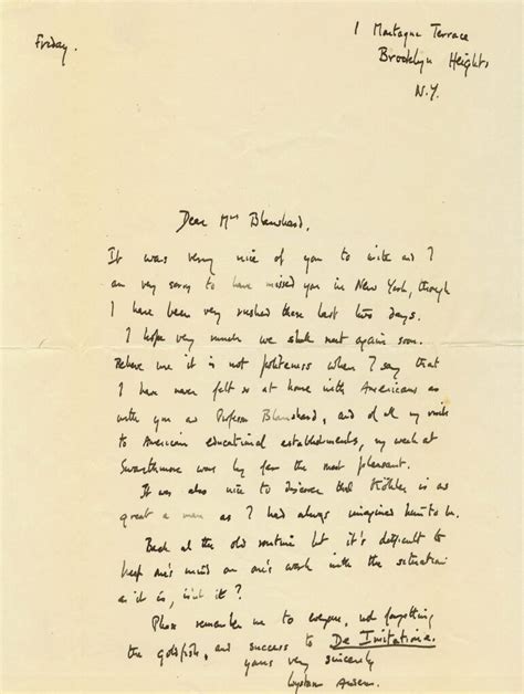 Wh Auden Swathmore Letter For Sale Historic Autographs And Documents