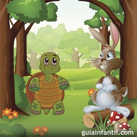 The Rabbit And Tortoise Are In The Forest