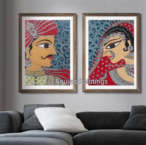 Buy Original Madhubani Painting Bride And Groom Handpainted Acrylic Colours On Handmade Paper