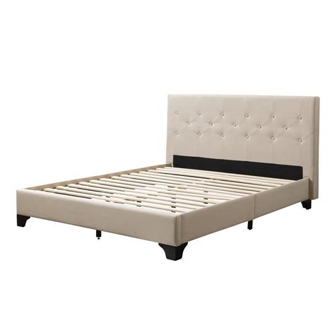 Corliving Cream Fabric Diamond Button Tufted Bed Frame Queen Cymax