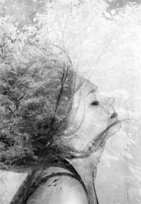 Double Exposure Nature Human Black And White