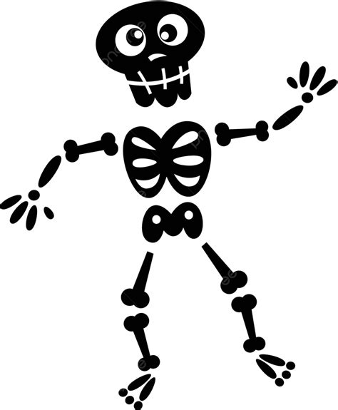 Black Skeleton Silhouette Isolated On White Motion Isolated Fun Vector