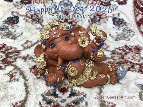 “wishing You All The Happiest Of New Years” Golden Ganeshart