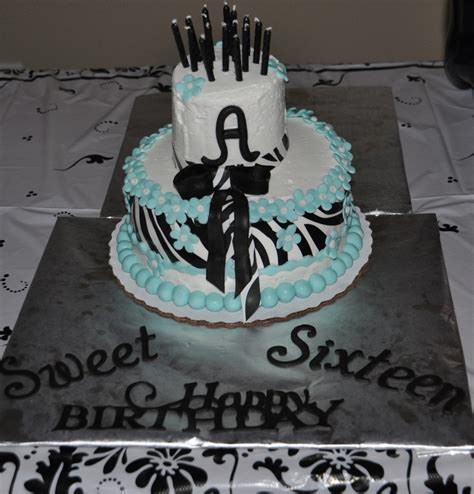 Blue Black Zebra Sweet Sixteen Cake