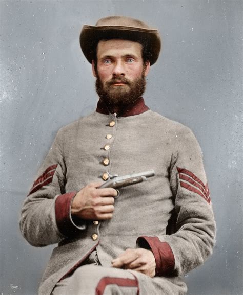 an unidentified confederate sergeant ca 1865 i love that this has been colorized civil war