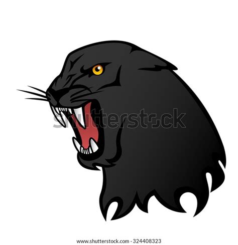 Vector Illustration Black Roaring Panther Stock Vector Royalty Free