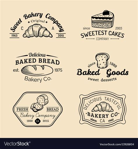 Set Of Vintage Bakery Logos Retro Emblems Vector Image