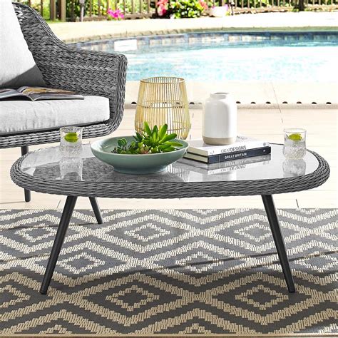 Modway Endeavor Wicker Outdoor Coffee Table In Gray Eei 3026 Gry The