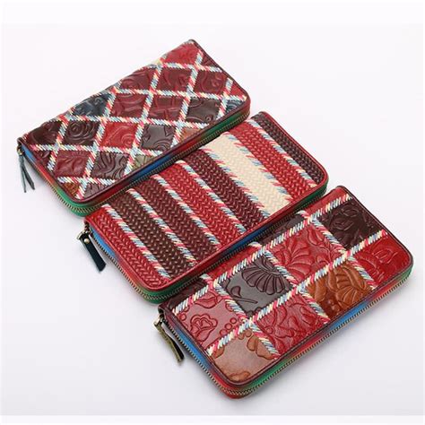 New Genuine Leather Cowhide Women Wallet Embroidery Ladies Wallets Long