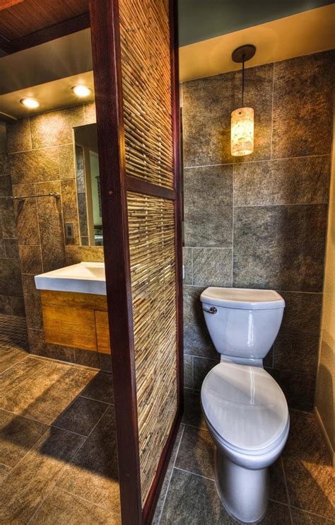 Picture Accent Wall ~ Bathroom Bamboo Privacy Tropical Toilet Bathrooms