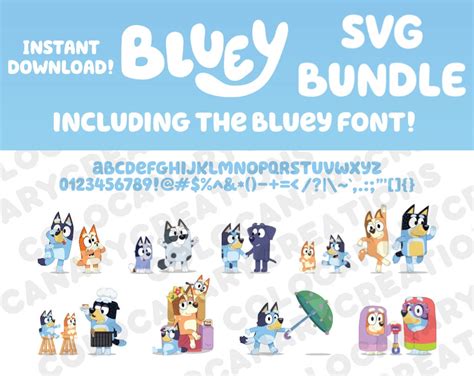 Bluey Svg Bundle Bluey Font Vector Files Digital Etsy Canada