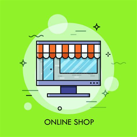 Online Shopping Concept Shop On Line Flat Design Vector Illustration