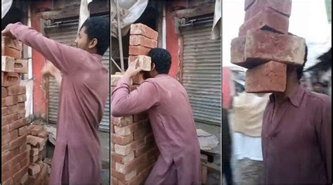 Watch This Pakistani Man Lifting Bricks With Teeth And Walking Is No