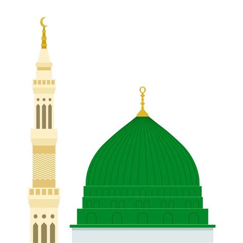 Mezquita O Masjid Alabama Nabawi Alminar Y Verde Hazme En Medina Plano
