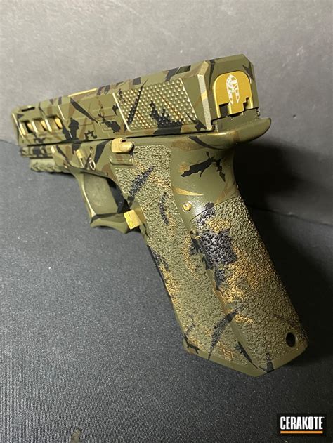 Custom Splinter Camo Glock 19 Cerakoted Using Od Green Gloss Black