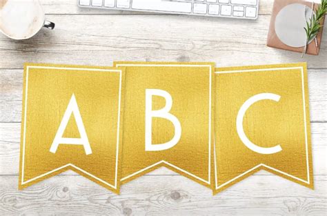 Free Printable Gold Banner Letters World Of Printables