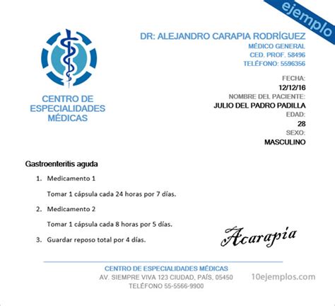 Formato De Receta Medica Editable Word