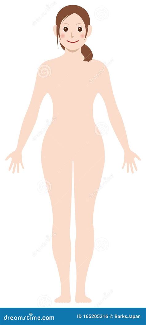 Smiling Naked Woman Nude Body Silhouette Outline Shape Stock