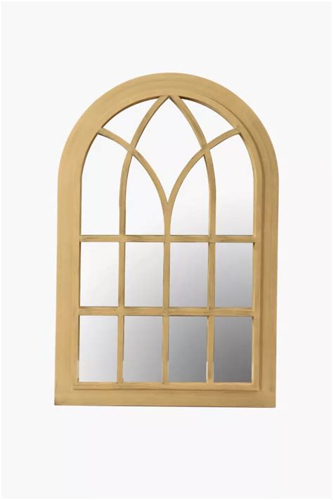 Wooden Arch Window Mirror