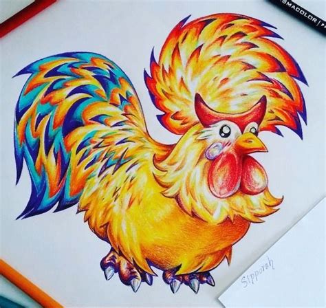 Cute Chibi Rooster Cartoon Rooster Bird Illustration Drawings