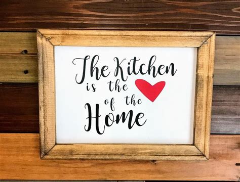 The Kitchen Is The Heart Of The Home Reverse Canvas Wood Sign Kitchen