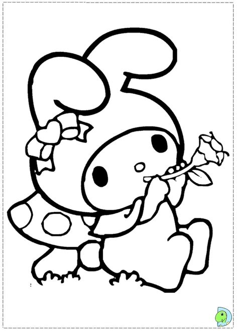 This adorable little white rabbit is just as cute with all of her animal friends. My Melody Coloring page- DinoKids.org