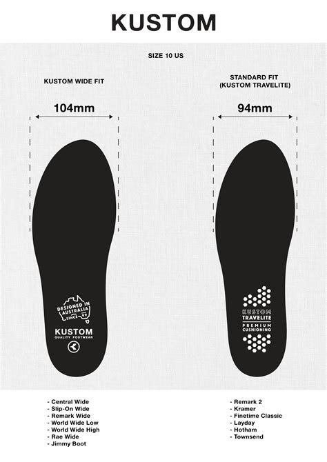 Size Guide Kustom Footwear