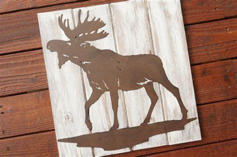 Wooden Moose Sign Reclaimed Wood Whitewashed Farmhouse Sign Etsy