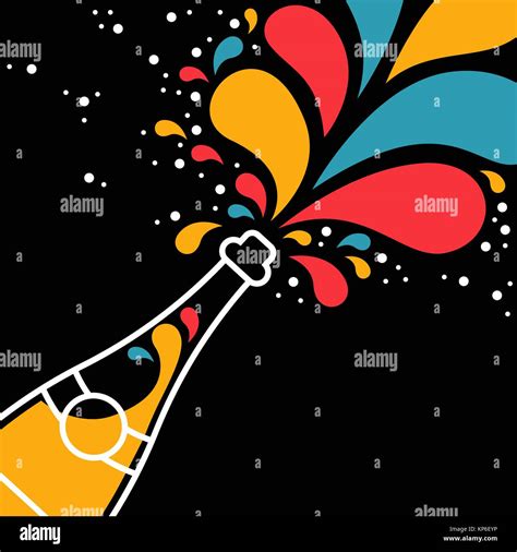 Illustration Of Isolated Champagne Bottle With Colorful Confetti