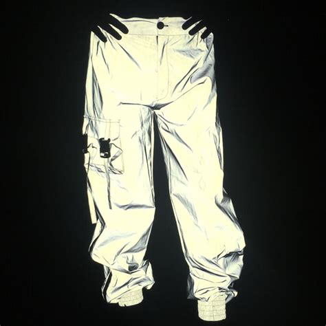 Autumn Women Hip Hop Punk Reflective Cargo Pants Side Zipper Breathable