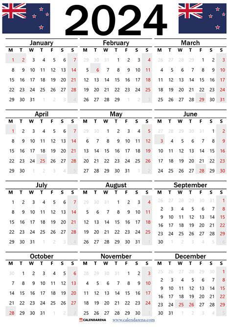 New Zealand 2023 Calendar With Holidays Printable