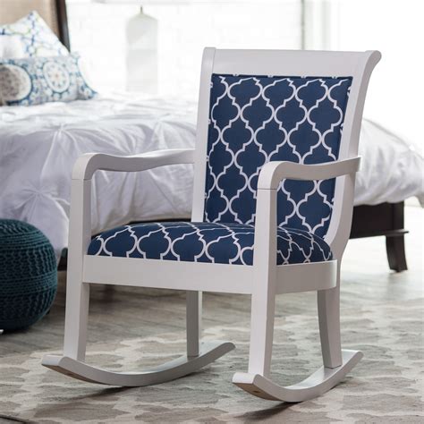 Two rocking chairs with a coffee table or a planer stand look inviting and pleasant. Belham Living Blue Quatrefoil Rocking Chair - Indoor ...