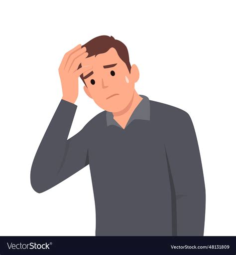 Frustrated Man Holding Hand On Head Unhappy Vector Image