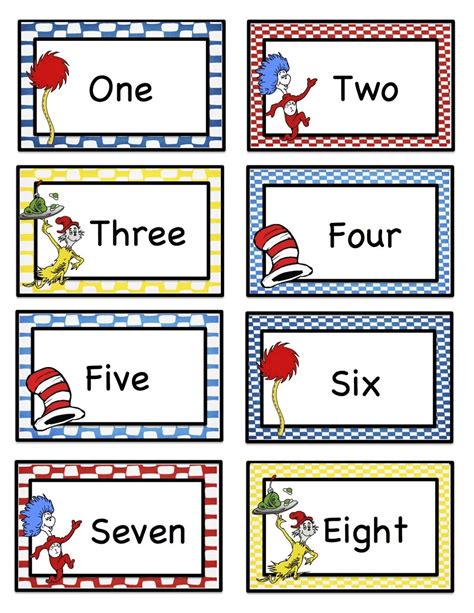 Number Word Chart Pictures Numbers Preschool Printables Dr Seuss